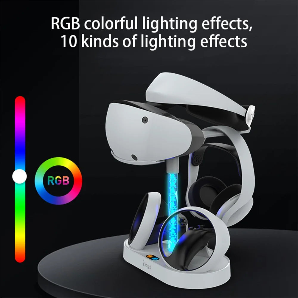 IPEGA PG-P5V001 RGB Light Charger for PS5 VR Headset Charging Display Stand Dual Controller Charging Station - 4