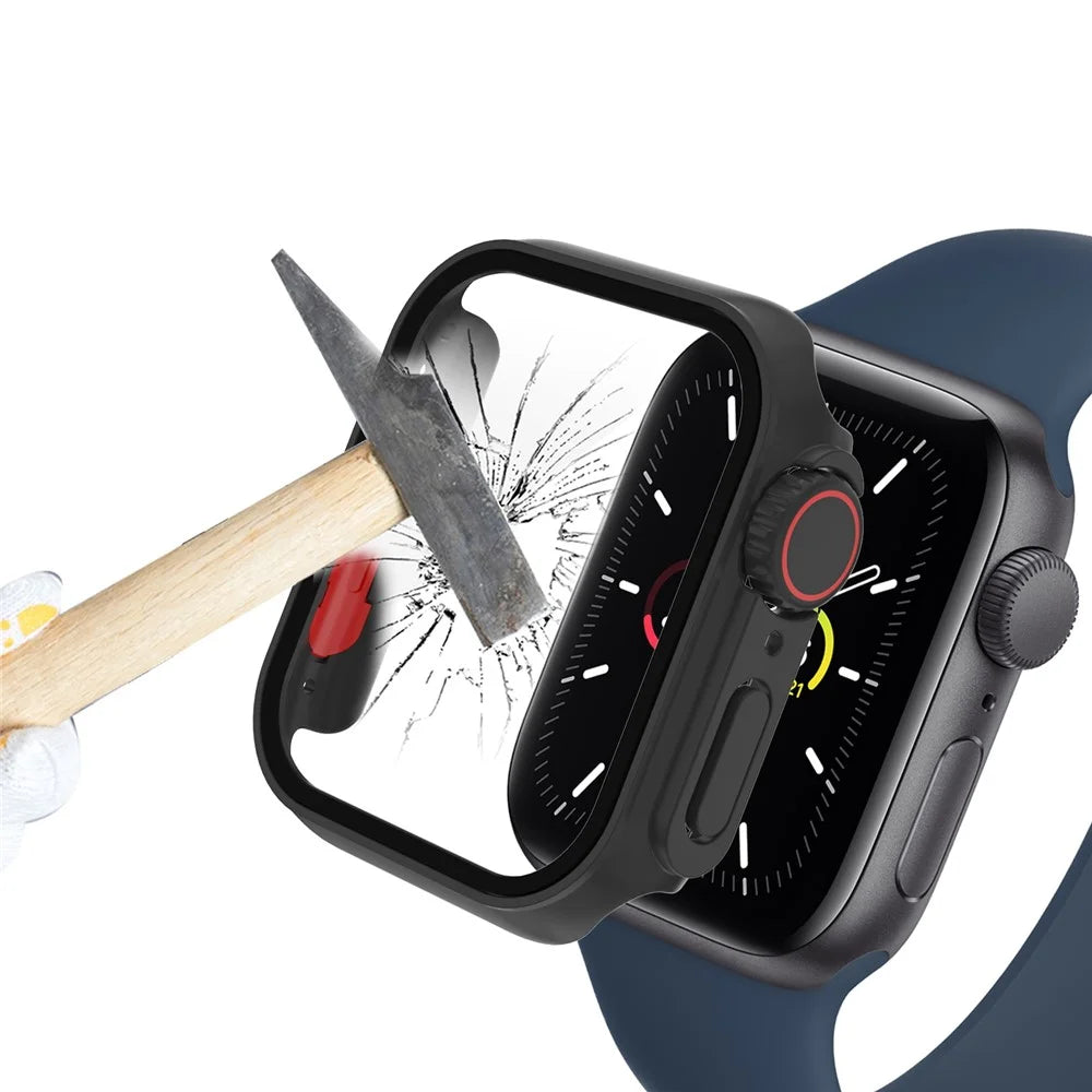 For Apple Watch Series SE3 / SE2 / SE1 /  6 / 5 / 4 40mm Hard PC Watch Case Cover with Tempered Glass Screen Protector - Black / Red - 5
