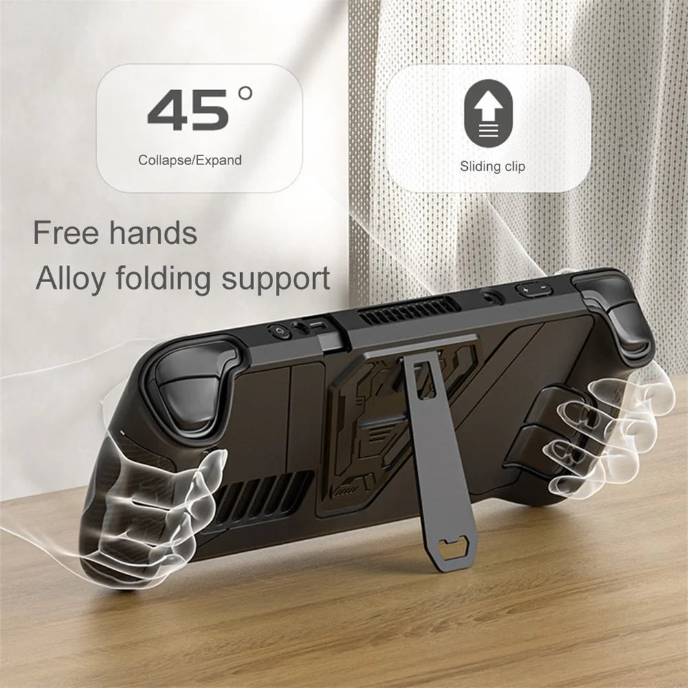 AOLION AL-ST1005 For Steam Deck Protective Case PC+TPU Shockproof Game Console Shell with Alloy Kickstand - 2