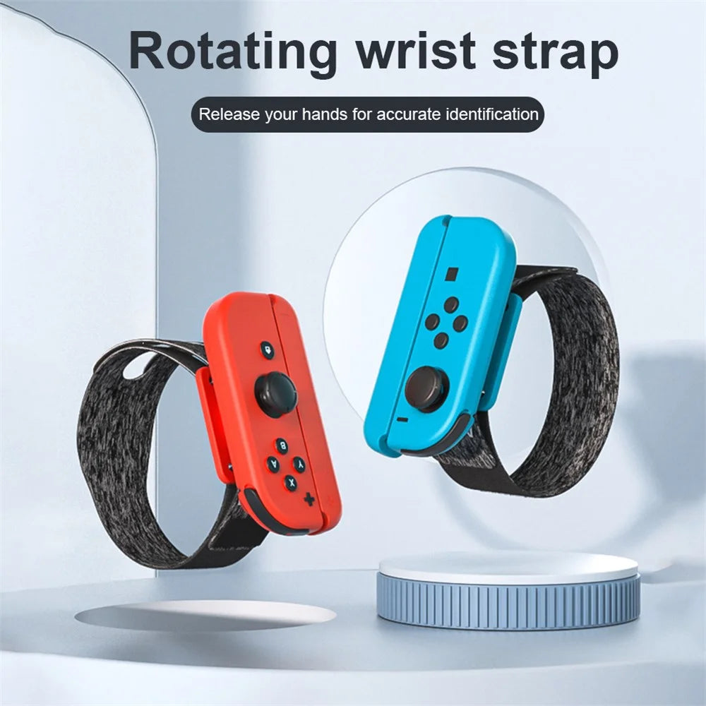 AOLION AL-NS2215 2Pcs for Nintendo Switch Joy-Con Controller Wrist Band Holder 360-degree Rotation Hand Strap - Red / Blue - 2
