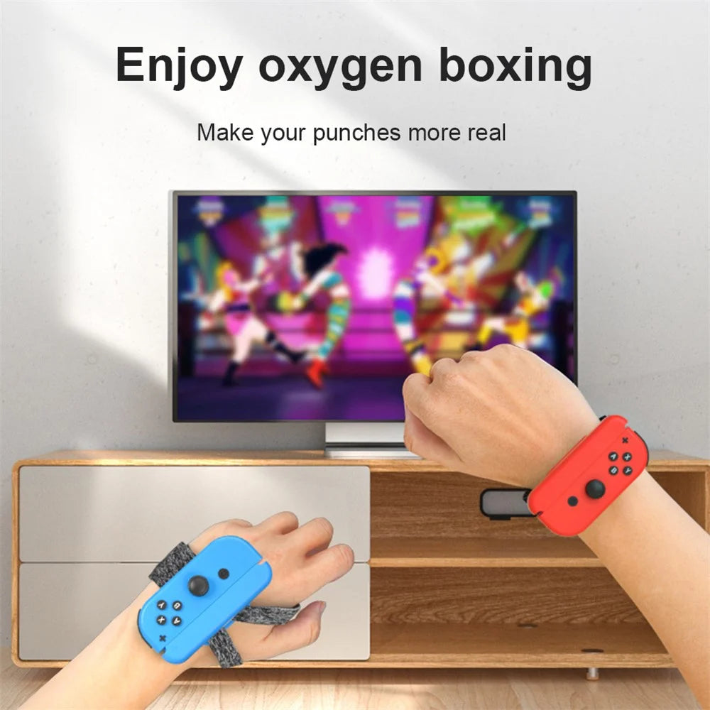 AOLION AL-NS2215 2Pcs for Nintendo Switch Joy-Con Controller Wrist Band Holder 360-degree Rotation Hand Strap - Red / Blue - 3