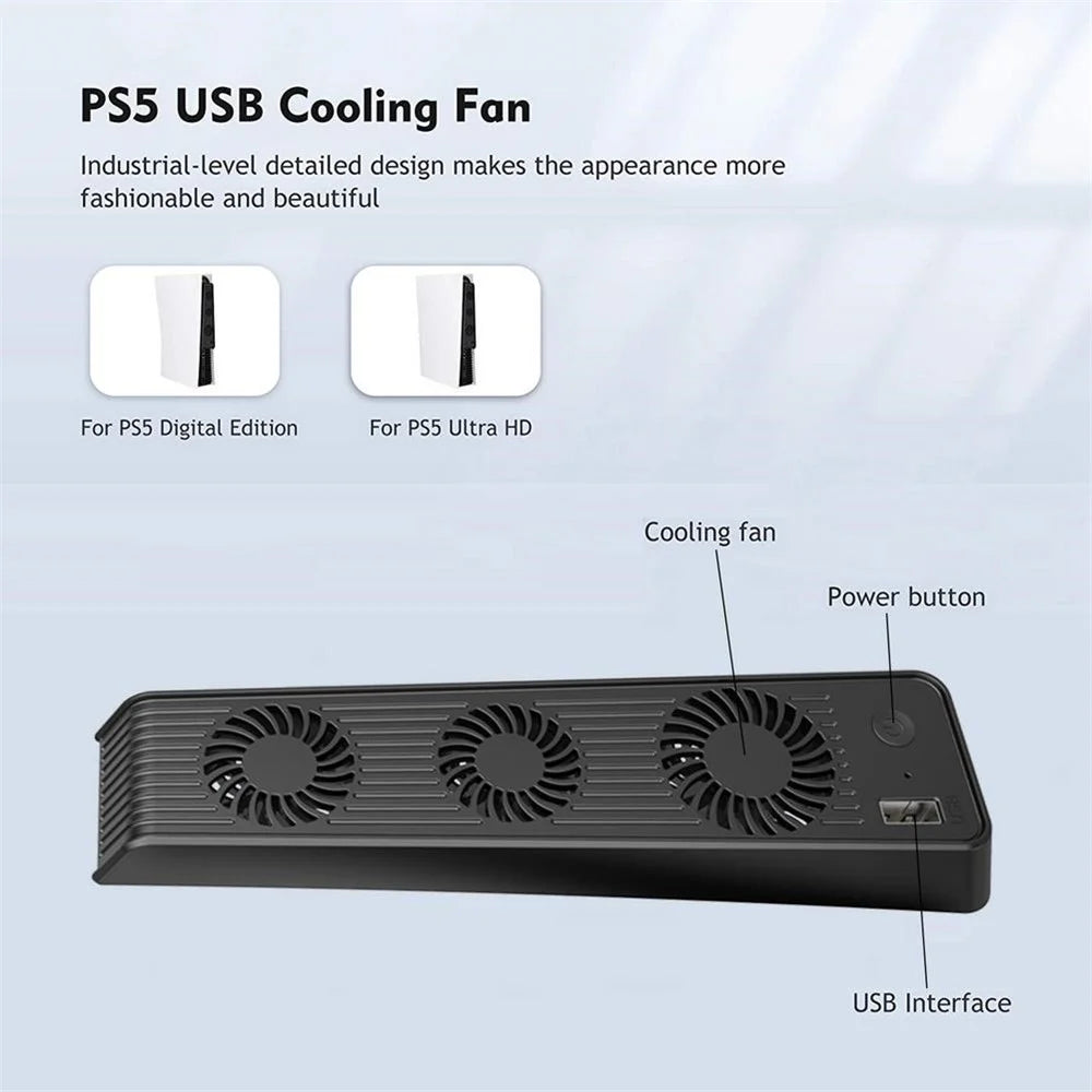 AOLION ALP5035001 For PS5 Game Console ABS Cooling Fan Mute USB Fan Cooler - 6