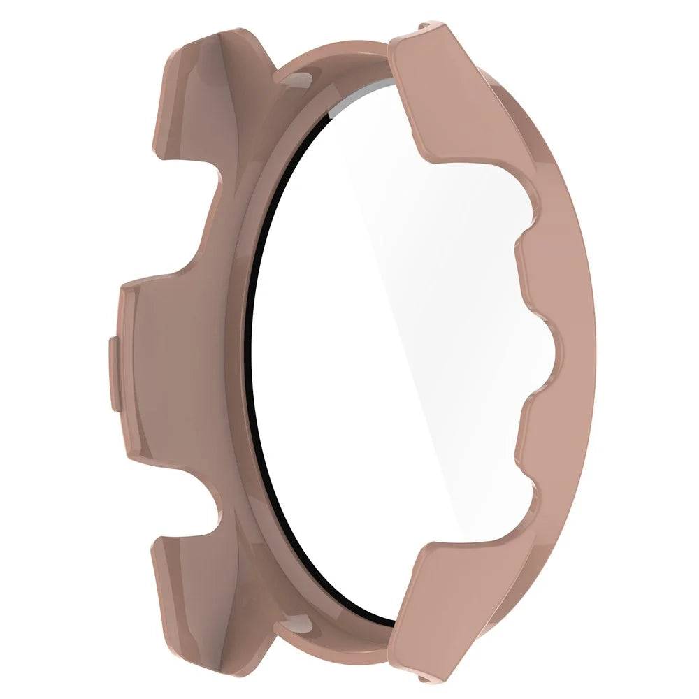 For Garmin Forerunner 265 Smart Watch PC Watch Case with Tempered Glass Screen Protector - Pink - 3