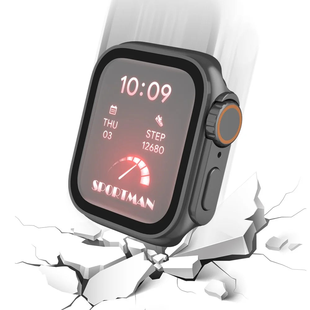 Watch Cover for Apple Watch Series SE3 / SE2 / SE1 /  6 / 5 / 4 44mm Waterproof PC Watch Case with Tempered Glass Screen Protector - Black - 6