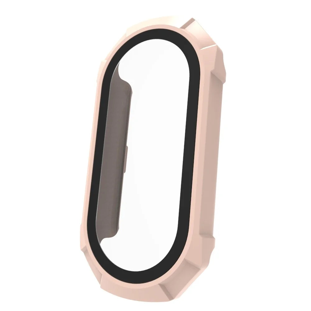 ENKAY Hat Prince For Xiaomi Smart Band 8 Full Coverage Hard PC Watch Case with HD Tempered Glass Film - Pink - 3