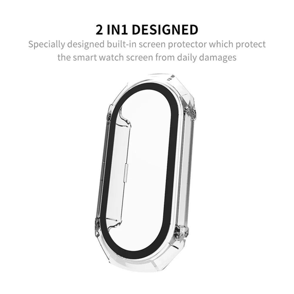 ENKAY Hat Prince For Xiaomi Smart Band 8 Full Coverage Hard PC Watch Case with HD Tempered Glass Film - Pink - 6