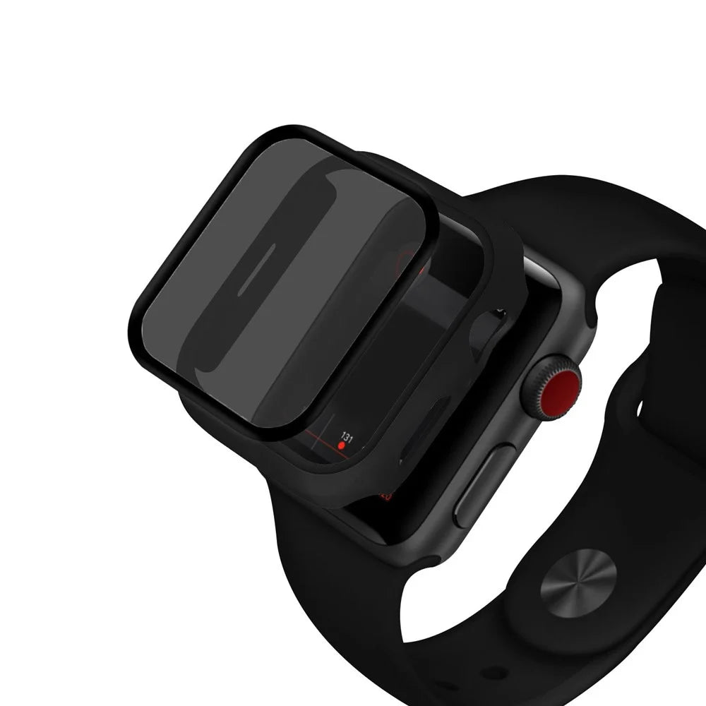 For Apple Watch Series SE3 / SE2 / SE1 /  6 / 5 / 4 40mm Matte PC Watch Case with Anti-spy Tempered Glass Film - Black - 6