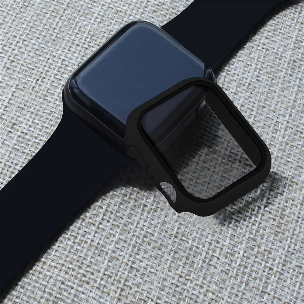For Apple Watch Series SE3 / SE2 / SE1 /  6 / 5 / 4 40mm Matte PC Watch Case with Anti-spy Tempered Glass Film - Black - 7