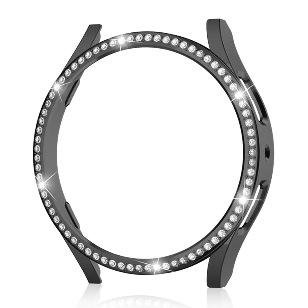 For Samsung Galaxy Watch6 44mm Hard PC Case Cover Rhinestone Decorated Watch Hollow Housing Case - Black - 3