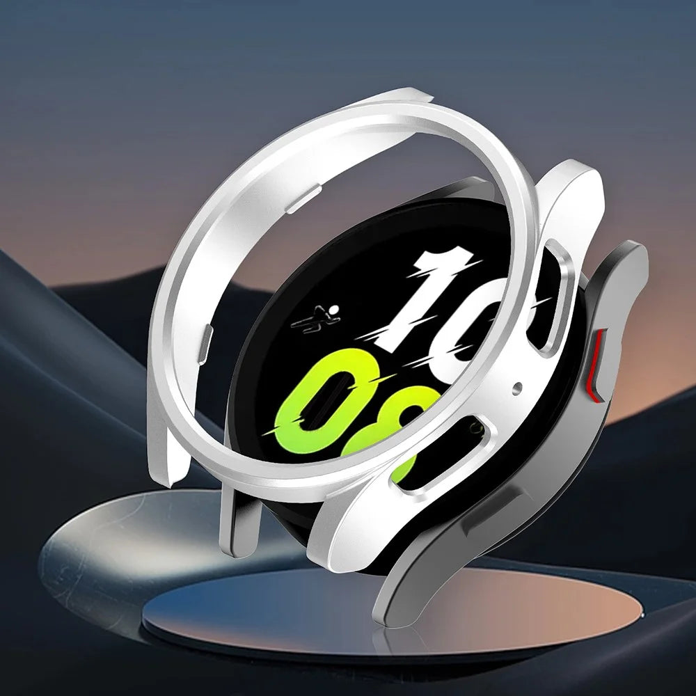 For Samsung Galaxy Watch6 44mm Hard PC Frame Ultra-Thin Rubberized Watch Case Cover - Black - 6