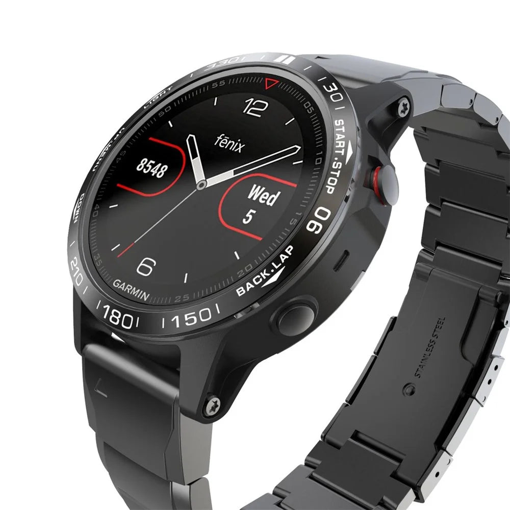 For Garmin Fenix 5 Plus Watch Case Ring Cover Sports Watch Metal Bezel Ring Protection Cover, Style B - Black / White - 2