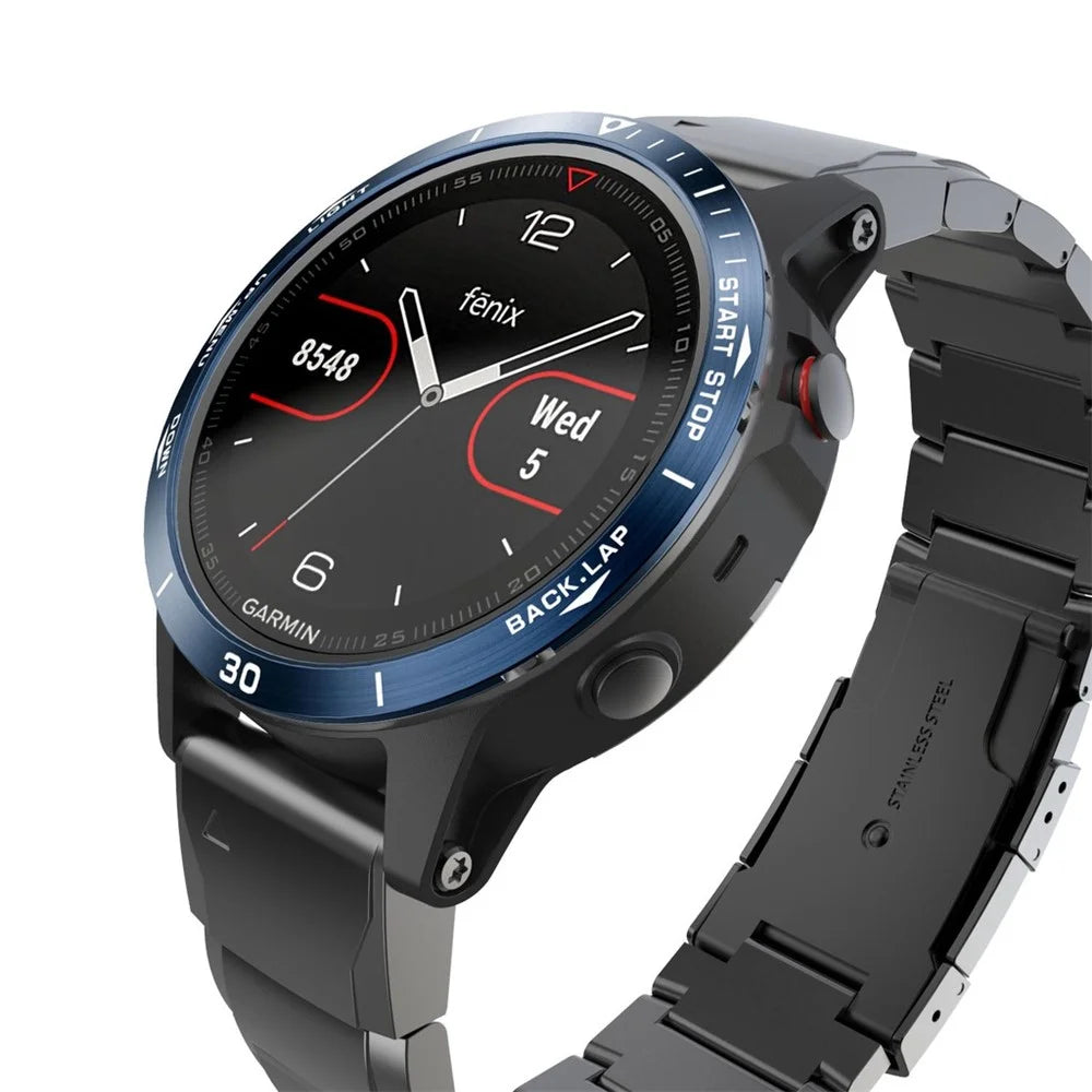 Watch Case Ring Cover for Garmin Fenix 5 Plus Sports Watch Metal Bezel Ring Protective Cover, Style A - Blue / White - 2