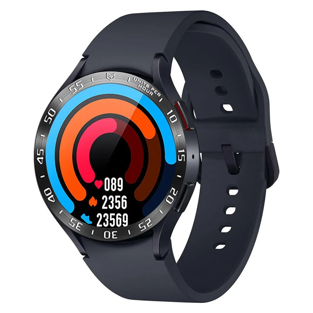 For Samsung Galaxy Watch6 Classic 47mm Bezel Ring Stainless Steel Watch Bezel Adhesive Cover (Type A) - Black / White Characters - 3