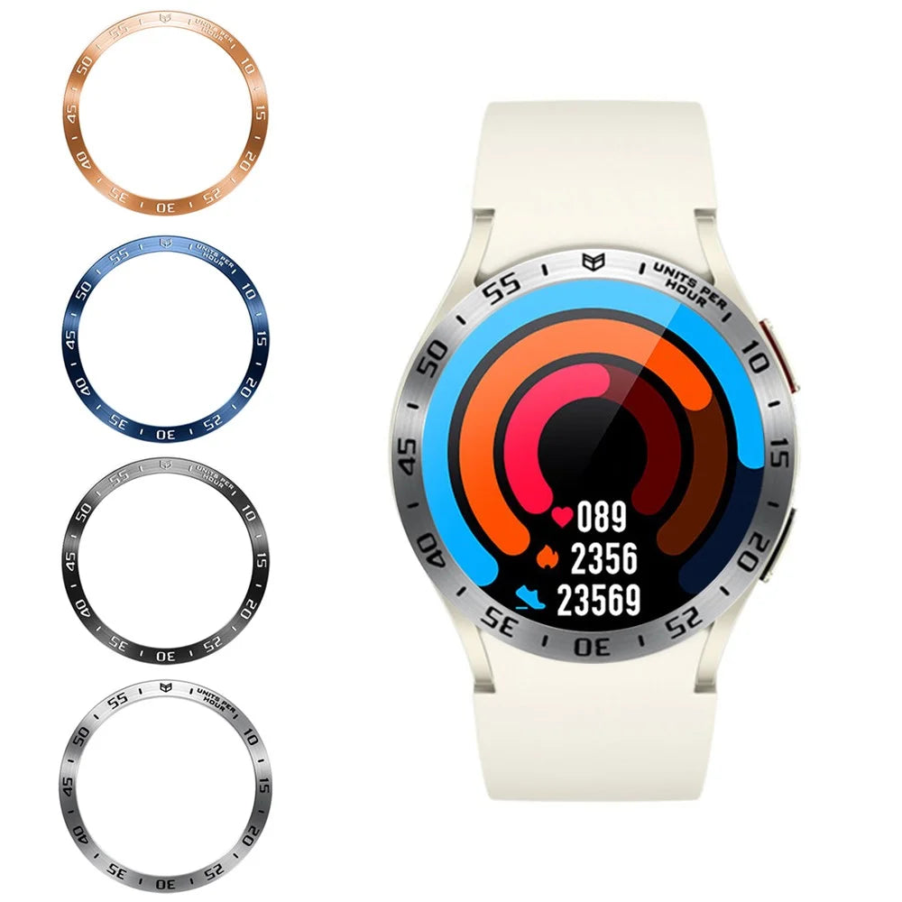 For Samsung Galaxy Watch6 Classic 47mm Bezel Ring Stainless Steel Watch Bezel Adhesive Cover (Type A) - Black / White Characters - 5