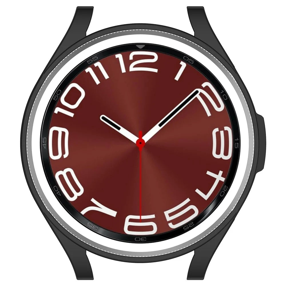 For Samsung Galaxy Watch6 Classic 47mm Electroplating TPU Watch Case Hollow Anti-collision Frame - Black - 6