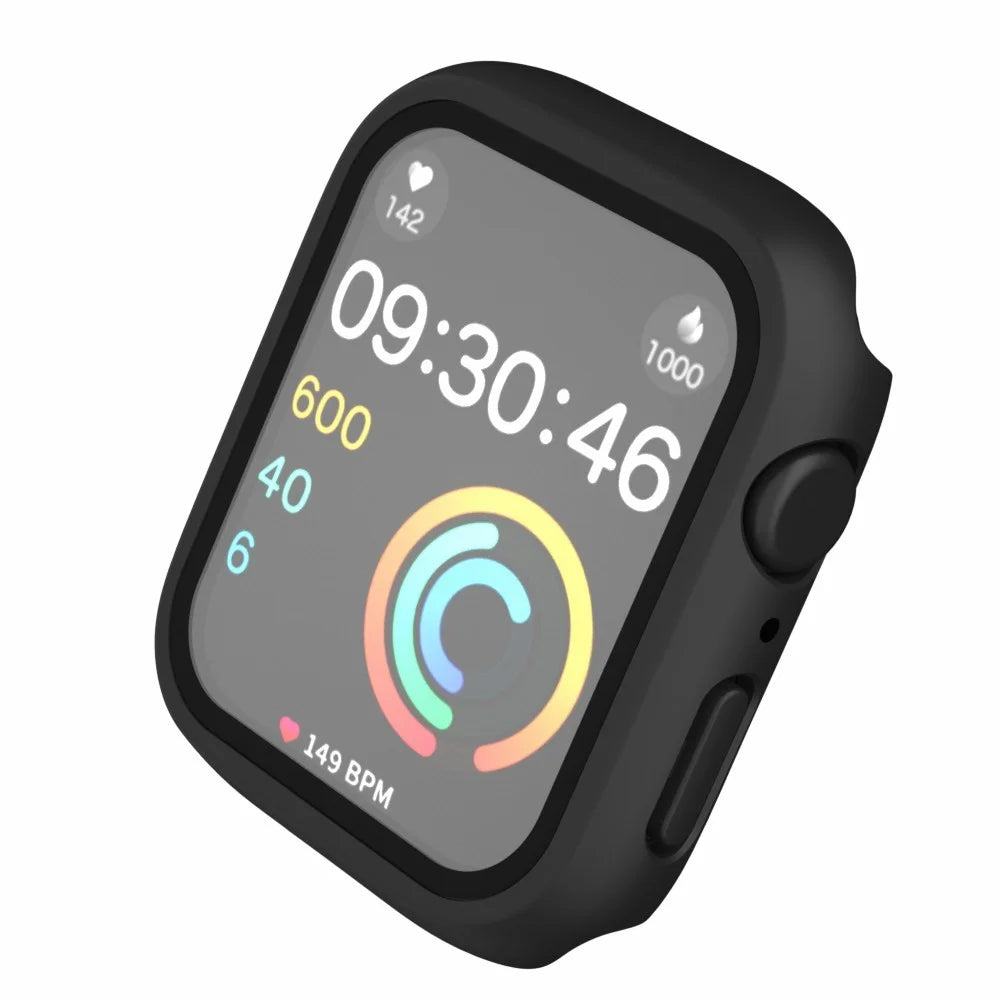 For Apple Watch Series 9 / 8 / 7 45mm IP68 Waterproof PC Case Watch Cover with Tempered Glass Film - Black - 5