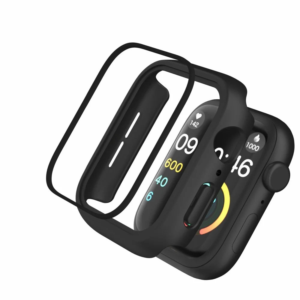 For Apple Watch Series 9 / 8 / 7 45mm IP68 Waterproof PC Case Watch Cover with Tempered Glass Film - Black - 6