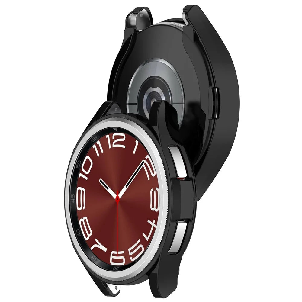 For Samsung Galaxy Watch6 Classic 43mm TPU Watch Frame Case Half-Wrapped Electroplating Protector - Black - 3