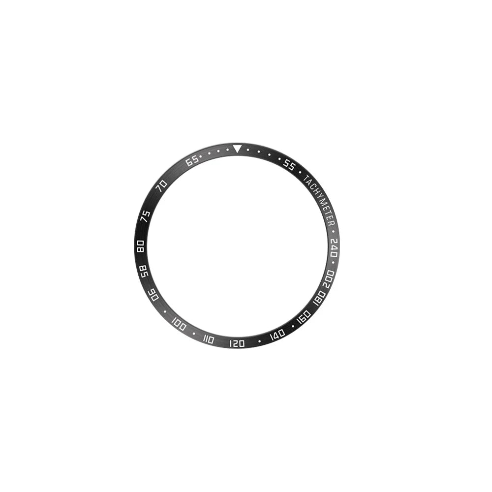 Bezel Ring for Samsung Galaxy Watch6 44mm , Stainless Steel Anti-Scratch Adhesive Cover Protector (Type E) - Black / White Characters - 2