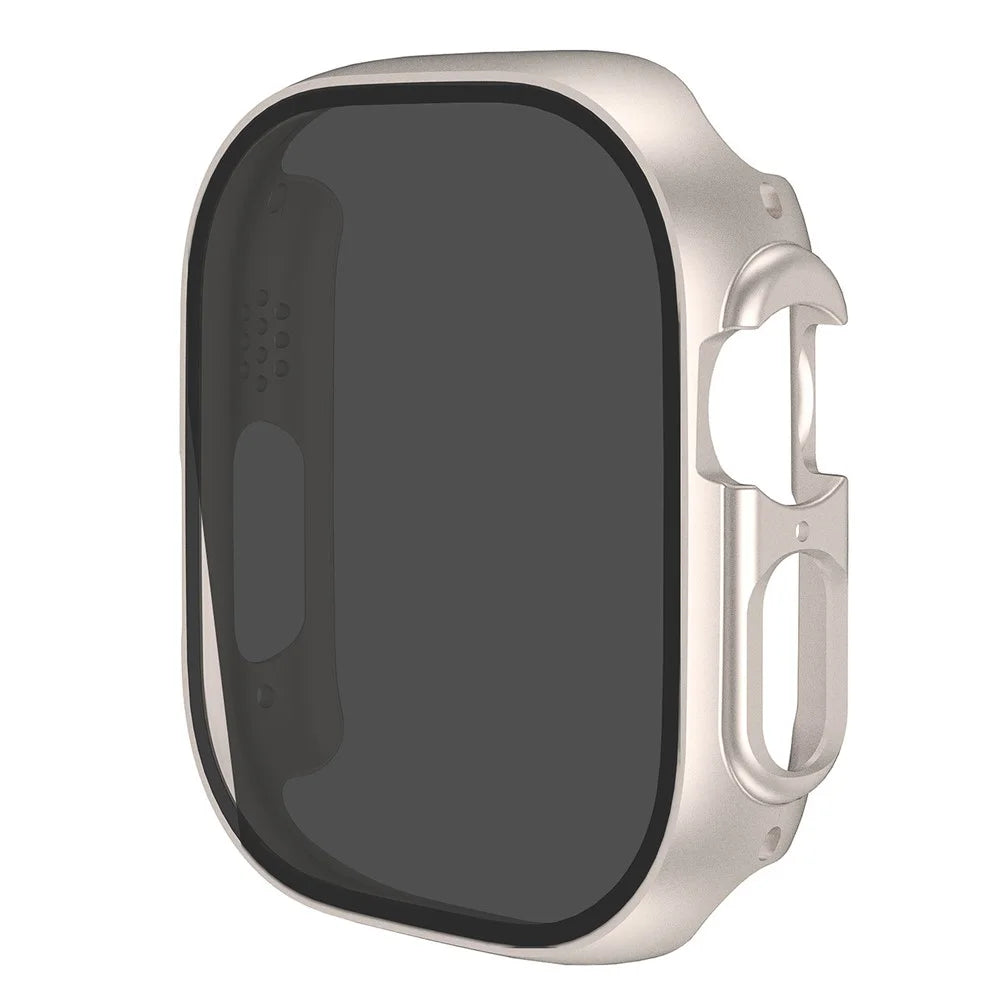 For Apple Watch Ultra 3 / Ultra 2 / Ultra 49mm Anti-Peep Tempered Glass Screen Film Integrate Hard PC Case Cover - Starlight - 1
