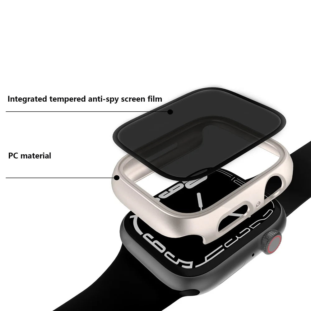For Apple Watch Ultra 3 / Ultra 2 / Ultra 49mm Anti-Peep Tempered Glass Screen Film Integrate Hard PC Case Cover - Starlight - 3
