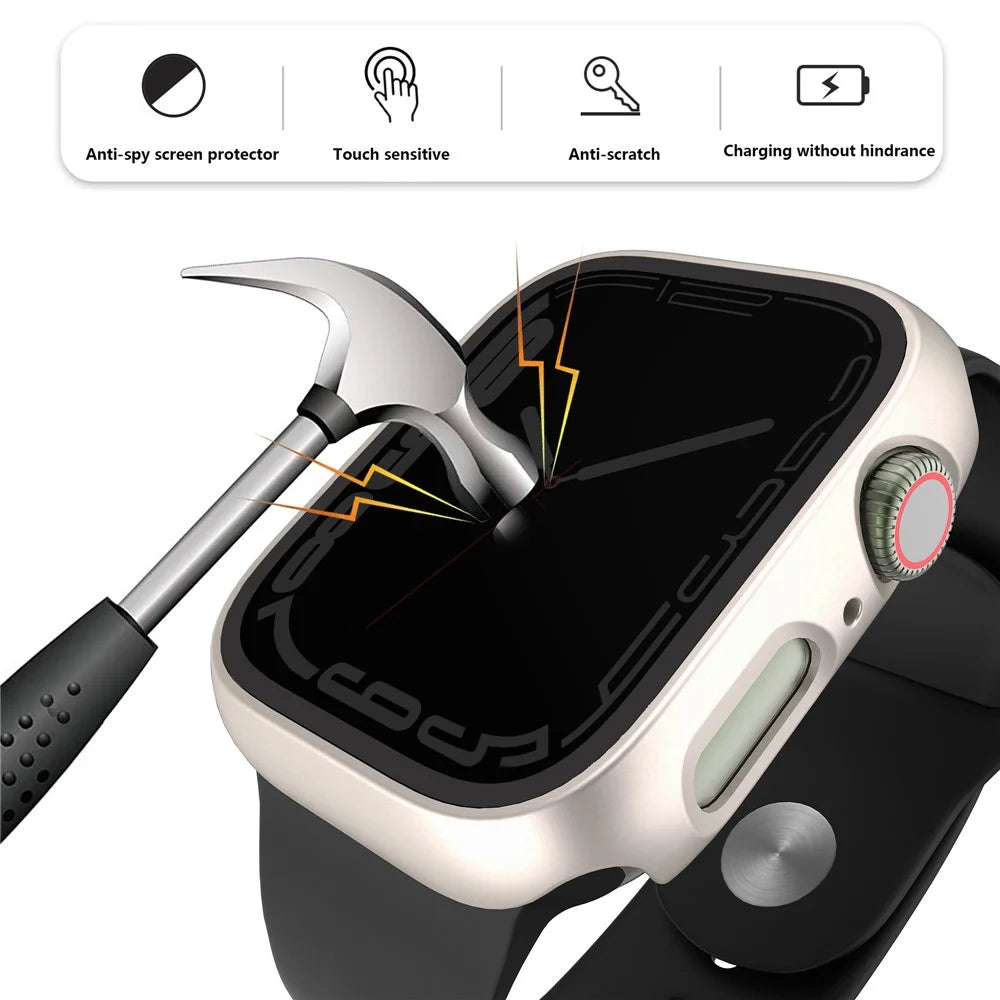 For Apple Watch Ultra 3 / Ultra 2 / Ultra 49mm Anti-Peep Tempered Glass Screen Film Integrate Hard PC Case Cover - Starlight - 4