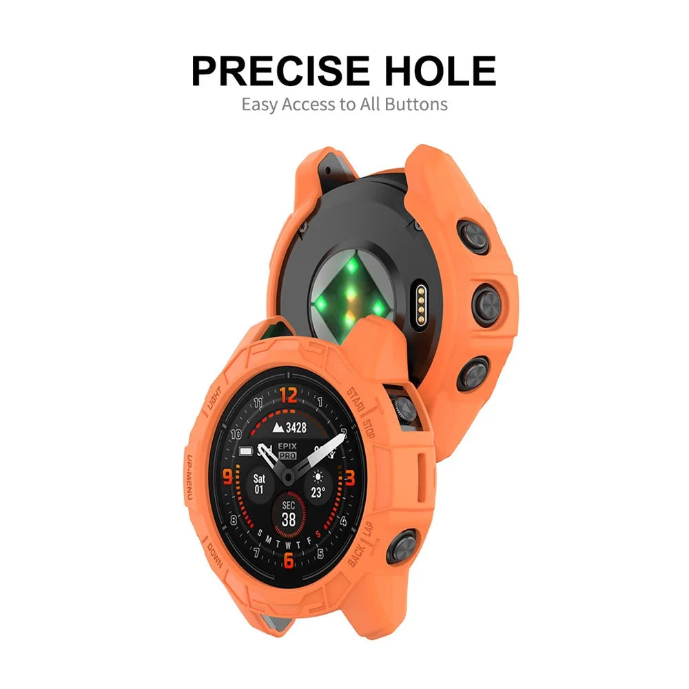 ENKAY HAT PRINCE For Garmin Fenix 7 / 7 Pro 47mm / epix Pro 47mm Anti-Drop Hollow Cover Sports Watch TPU Case Cover - Orange - 3