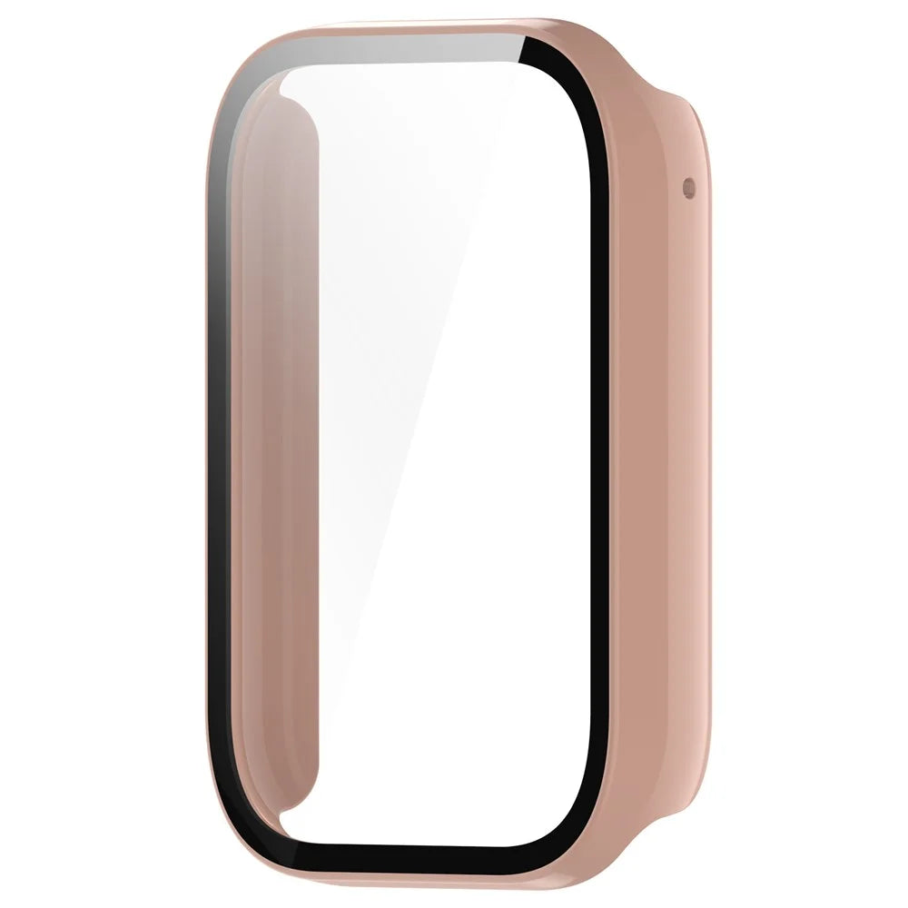 Watch Case for Xiaomi Smart Band 8 Pro , Hard PC Frame Watch Cover with Tempered Glass Screen Protector - Pink - 2