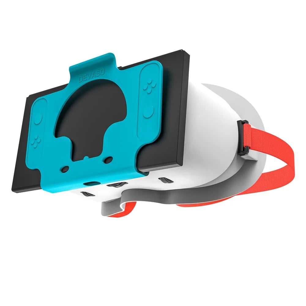 DEVASO VR Headset for Nintendo Switch Game Console Heat Dissipation Plastic Headband VR Glasses - White / Blue - 3