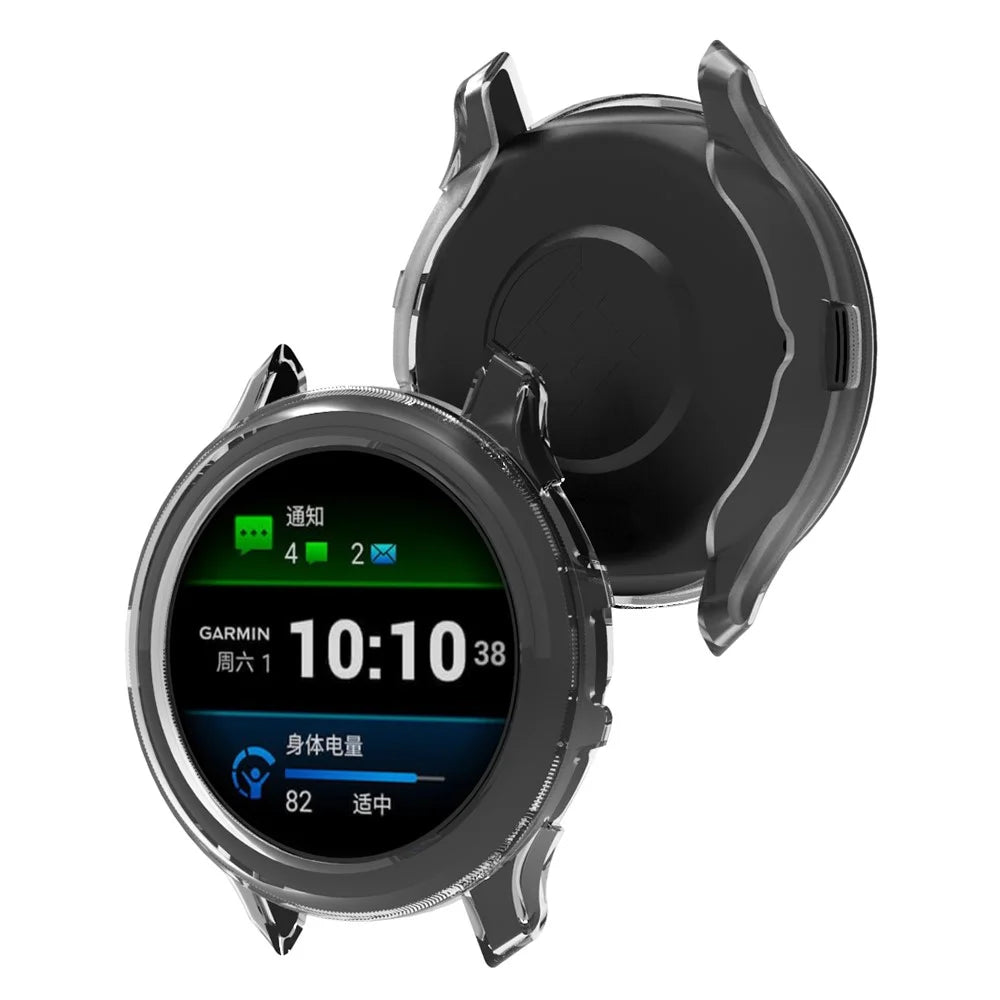 For Garmin Venu 3 Watch Case Hollow TPU Frame Half Protective Cover - Transparent Black - 2