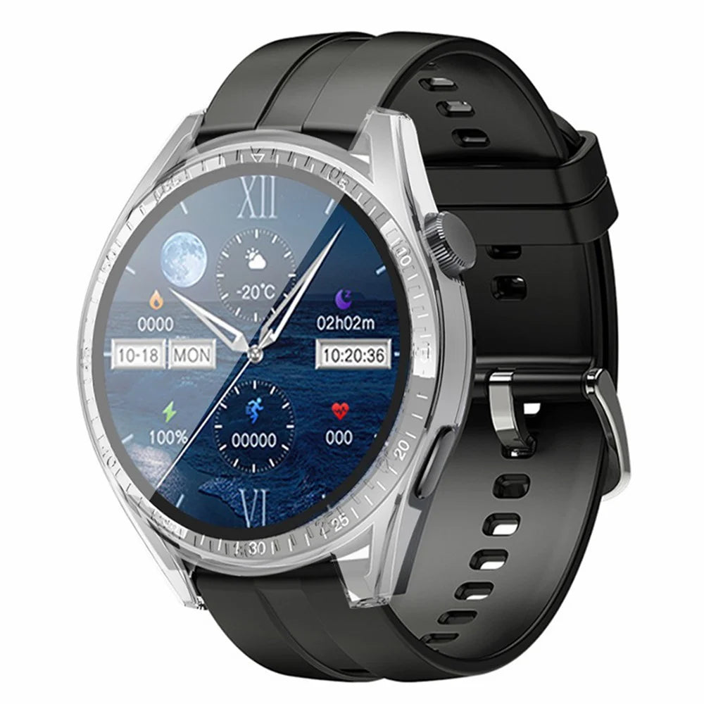 Watch Case for Aigo GT8 Smart Watch PC Frame Protective Cover with Tempered Glass Screen Film - Transparent - 2
