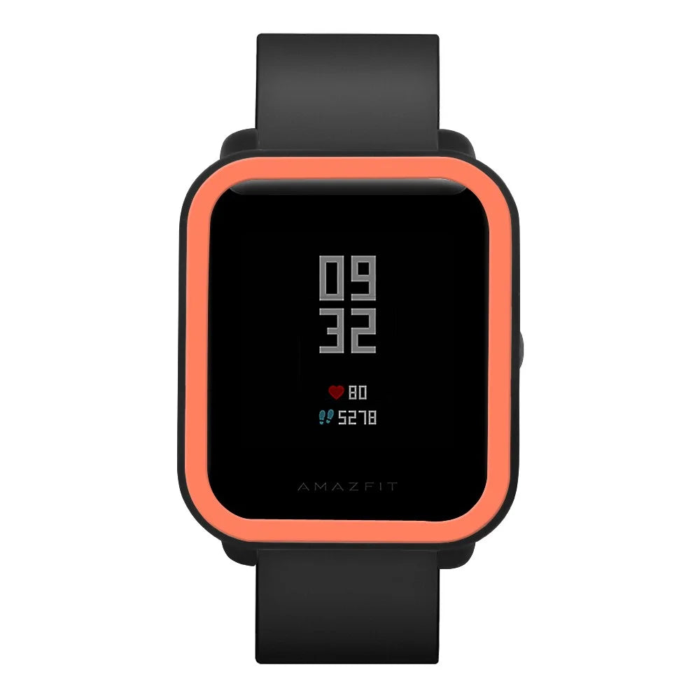 For Huami Amazfit Bip / Bip Lite Protective Edge Case Dual Color Silicone Watch Cover - Black+Orange - 1