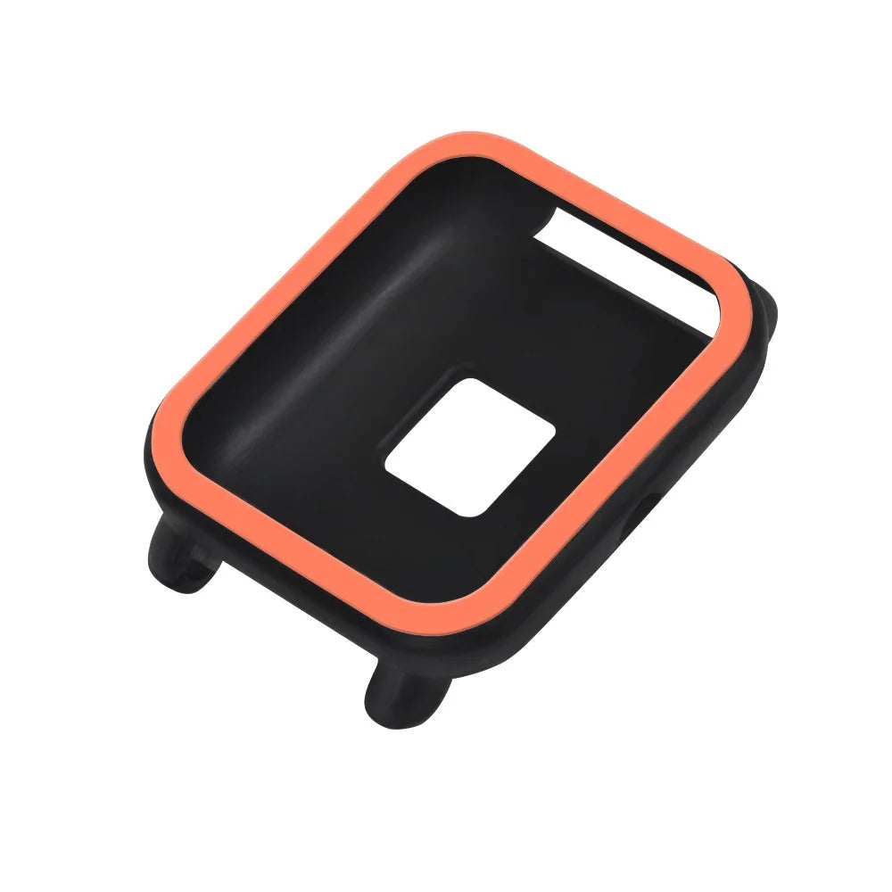 For Huami Amazfit Bip / Bip Lite Protective Edge Case Dual Color Silicone Watch Cover - Black+Orange - 2