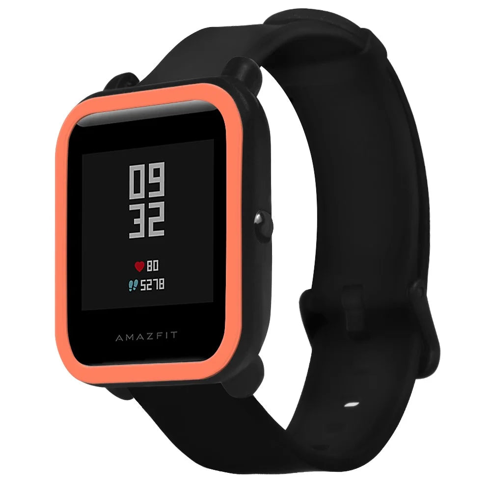 For Huami Amazfit Bip / Bip Lite Protective Edge Case Dual Color Silicone Watch Cover - Black+Orange - 4