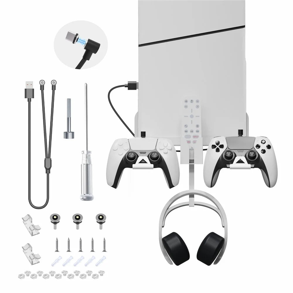 JYS P5177 For PlayStation PS5 Slim Wall Mount Bracket Controller Charger Headset Hanging Bracket - 1
