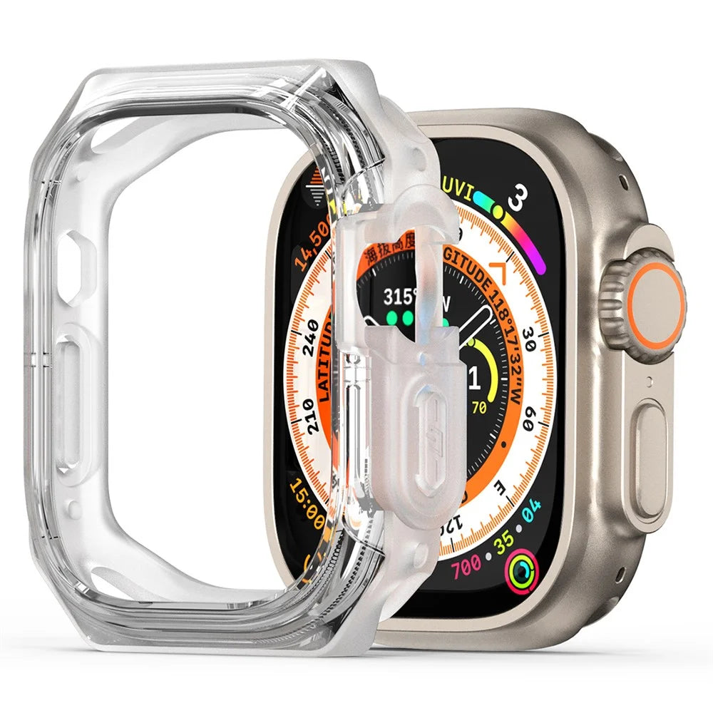 DUX DUCIS Tamo Series for Apple Watch Ultra 3 / Ultra 2 / Ultra 49mm Watch Case PC+Silicone Watch Cover Protector - Transparent White - 1
