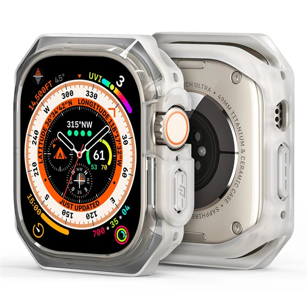 DUX DUCIS Tamo Series for Apple Watch Ultra 3 / Ultra 2 / Ultra 49mm Watch Case PC+Silicone Watch Cover Protector - Transparent White - 2