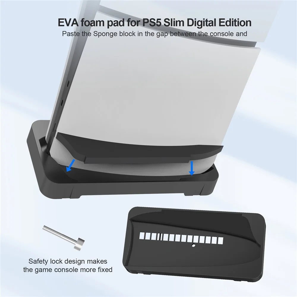 JYS JYS-P5178 Horizontal Stand for Sony PS5 Slim Disc / Digital Game Console Desktop Storage Holder - Black - 4