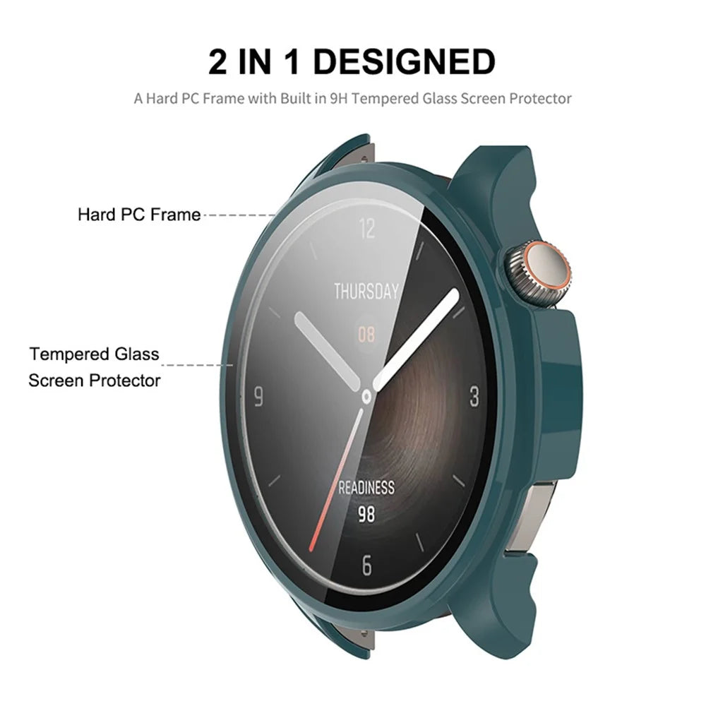ENKAY HAT PRINCE For Huami Amazfit Balance Overall PC Watch Case with Tempered Glass Screen Protector - Dark Green - 3