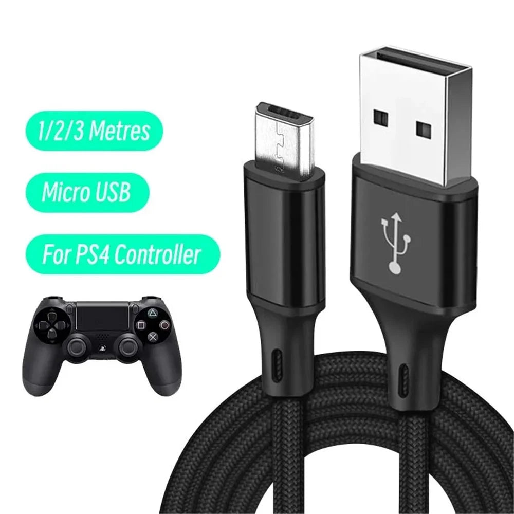 For Sony PS4 USB to Micro-USB 2A Charging Cable Game Controller Charger Cord, 1m - 2