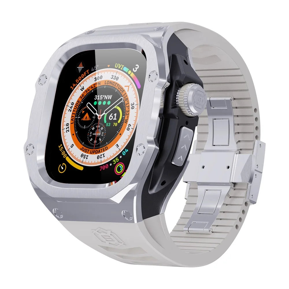 SHELLBOX For Apple Watch Ultra 3 / Ultra 2 / Ultra 49mm Anti-Drop Watch Strap+Metal Frame Case - Steel / Black / White - 1