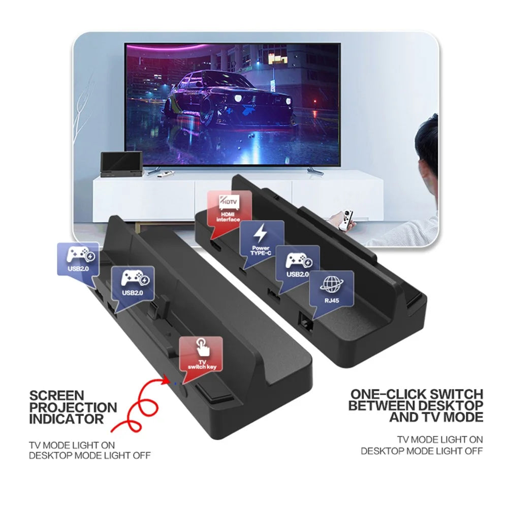 TOPWOLF HS-SW335 For Nintendo Switch / Switch OLED HD Video Screen Projection Base with RJ45 Ethernet Port - 2
