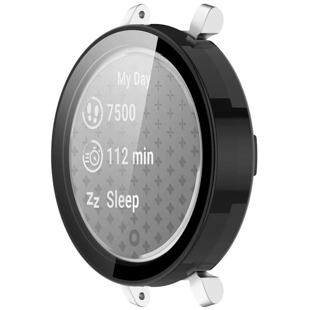 For Garmin Lily 2 Hard PC Watch Protection Case Cover with Tempered Glass Screen Film - Black - 2