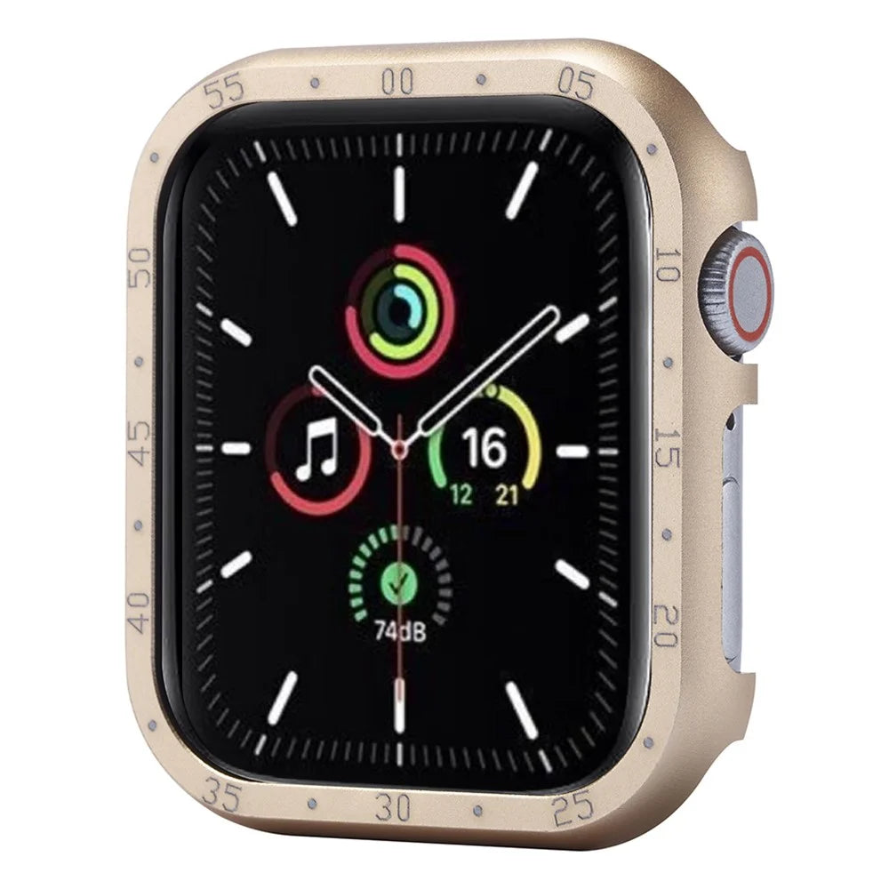 For Apple Watch Series 9 / 8 / 7 41mm Aluminum Alloy Watch Case Protective Cover with Dial Plate - Gold - 1