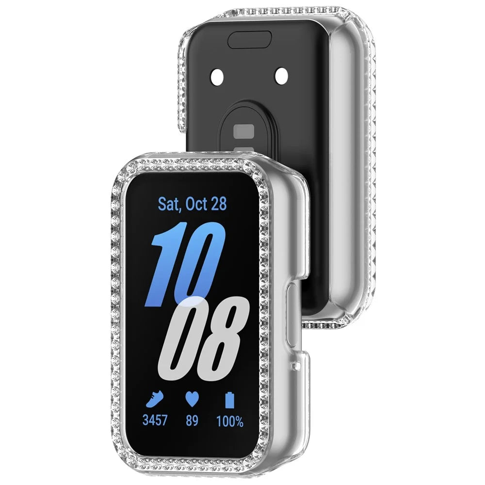 For Samsung Galaxy Fit3 R390 Anti-Collision Watch Case Rhinestone Decor PC Hollow Clear Protective Frame - 6