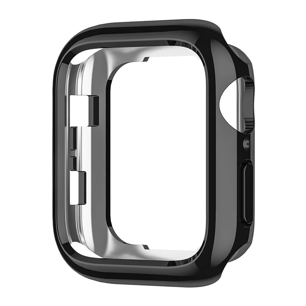 For Apple Watch Series 9 8 7 45mm / SE3 / SE2 / SE1 /  6 / 5 / 4 44mm / 3 2 1 42mm TPU Watch Cover Electroplated Hollow Frame - Black - 2