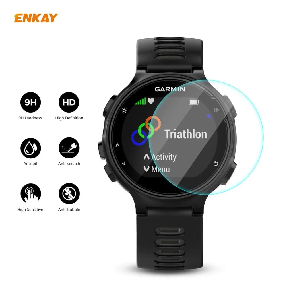 HAT PRINCE 2Pcs/Pack 0.2mm 9H 2.15D Tempered Glass Screen Films for Garmin Forerunner 735 / 735XT - 2