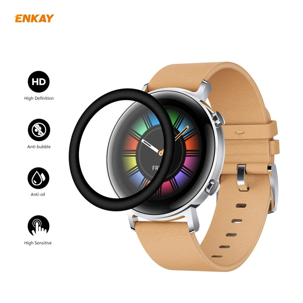 2Pcs/Set ENKAY HAT PRINCE 3D PC Edge + PMMA Full Screen Protective Film for Huawei Watch GT 2 42mm - 2