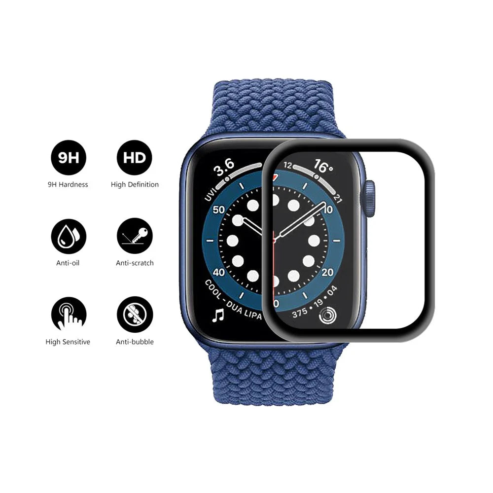 HAT PRINCE 2Pcs / Set 0.2mm 9H Full Covering 3D Aluminum Alloy Edge Tempered Glass Screen Protector for Apple Watch SE3 / SE2 / SE1 / 6 / 5 / 4 44mm - 2