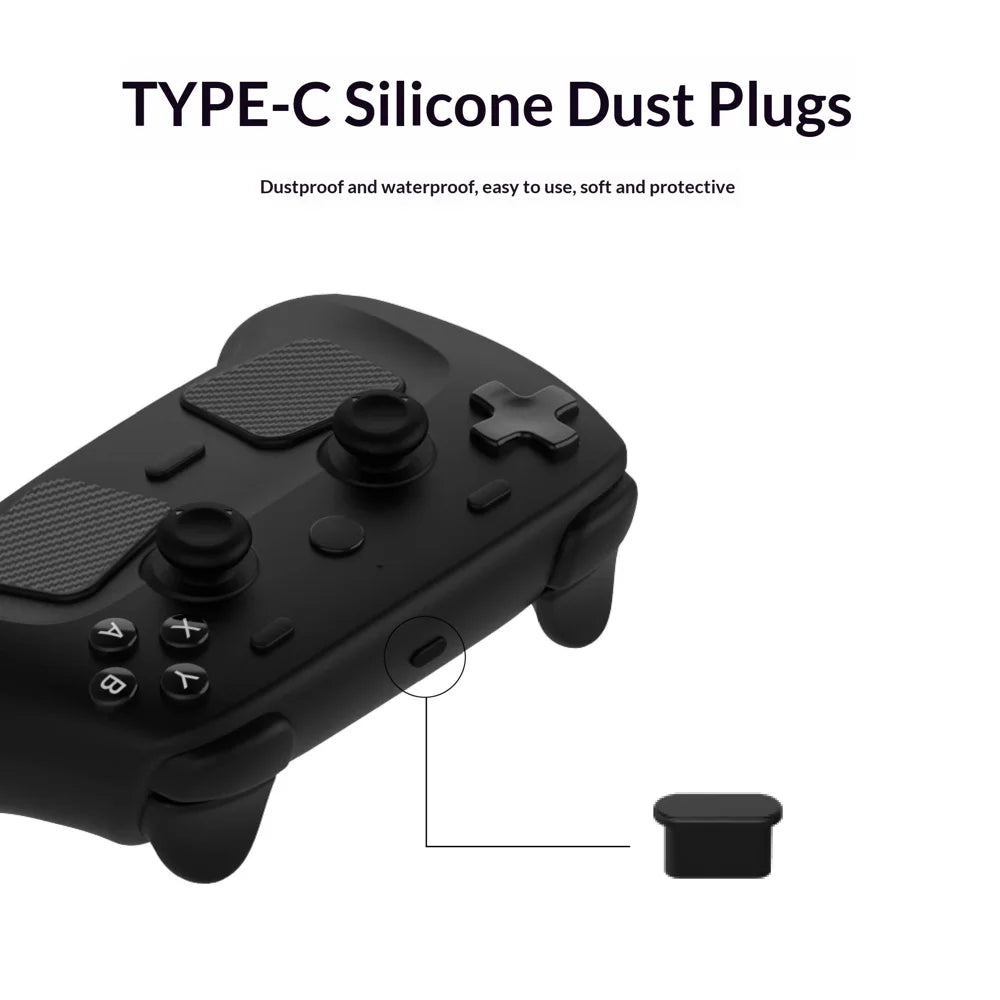 PGTECH GP-828 12 in 1 For Steam Controller (2nd generation) Protective Kit Silicone Thumbstick Caps with Carbon Fiber Sticker and Type-C Dust Plug - Black - 5
